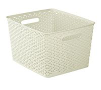 Curver My Style Rattan Effect White Rattan Effect Plastic Large Stackable Storage Basket (H)22Cm (W)30Cm (D)22Cm