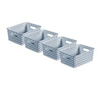 Curver My Style Small Rectangular Storage Basket 4L - Blue (Pack of 4), Lightweight