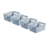 Curver My Style Small Rectangular Storage Basket 4L - Blue (Pack of 4), Lightweight