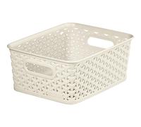 Curver My Style Small Rectangular Storage Basket, Vintage White, 4 Litre