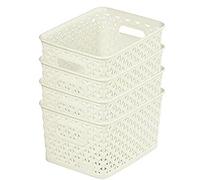 Curver My Style Storage Baskets, Stackable & Durable, 4 Litres Each, Cream (Set of 4)