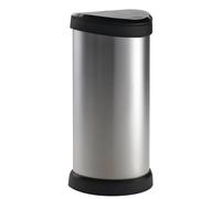 Curver Pedal Bin Deco Oval 40L Silver Trash Can Waste Container Rubbish Bin