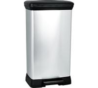 Curver Pedal Bin Deco Rectangular 50L Silver Duo Trash Can Waste Container