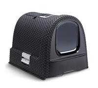 Curver Petlife Cat Litter Box with Lid and Scoop, Easy-Clean Drawer System for Hygienic Maintenance, Odour-Control Filter and Paw Scraper Grid, 51.5 x 38.5 x 40 cm, Anthracite