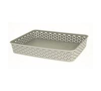 Curver Rattan A4 Wicker Storage Tray Grey (36 X 26 X 6Cm)