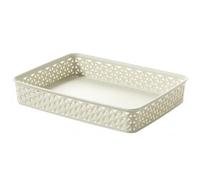 Curver Rattan A4 Wicker Storage Tray Vintage White (36 X 26 X 6Cm)