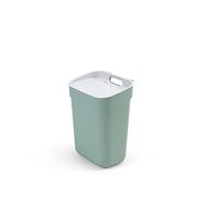 CURVER Ready to Collect 10L Recycling Lift Top Kitchen Bin, Green with Light Grey Lid, Resin