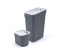 CURVER Ready to Collect Recycling Bin Bundle, 1 x5L 1 x30L, Dark Grey