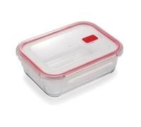 CURVER Rectangular 1.5L Food Storage Glass Containers with Lids - Borosilicate Glass, 4-Clip Lock Airtight Food Containers with Lids, Oven & Freezer Safe