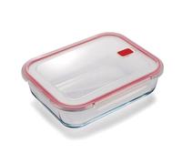 CURVER Rectangular 2.7L Food Storage Glass Containers with Lids - Borosilicate Glass, 4-Clip Lock Airtight Food Containers with Lids, Oven & Freezer Safe