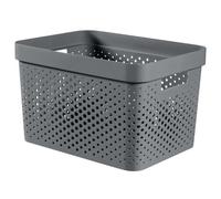 Curver Recycled Infinity Dots Box - Dark Grey, 17L - Lightweight & Durable Storage Box - Hardwearing Plastic Organiser Box
