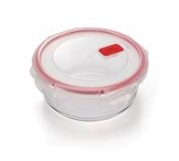 CURVER Round 0.95L Food Storage Glass Containers with Lids - Borosilicate Glass, 4-Clip Lock Airtight Food Containers with Lids, Oven & Freezer Safe