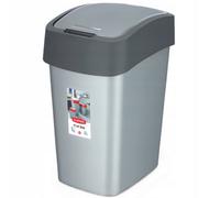Curver- Rubbish Bin, Flip Bin, Silver-Grey (25 L)