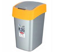 Curver- Rubbish Bin, Flip Bin, Silver-Orange (50 L)