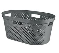 CURVER, Scandinavian Style Laundry Basket, Fully Ventilated Plastic with Handles, Lightweight & Modern Design, 40L, Dark Grey