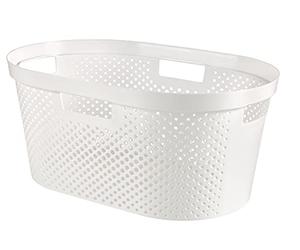 CURVER, Scandinavian Style Laundry Basket, Fully Ventilated Plastic with Handles, Lightweight & Modern Design, 40L, White