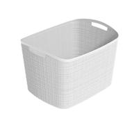 Curver Set of 2 XL 30.5L Jute Decorative Plastic Organization and Storage Baskets - Perfect Bins for Home Office, Closet Shelves, Kitchen Pantry and All Bedroom Essentials, White