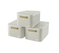 CURVER | Set of 3 Style S Storage Boxes with Lids, White, Plastic