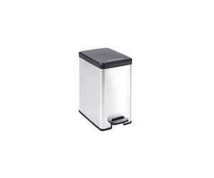 Curver Slim Pedal Bin Deco 25L Silver Trash Can Waste Container Rubbish Bin