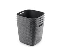 CURVER Softex 4 x 15L Storage Basket Set, Large Square Resin Storage Organisers for Bathroom, Kitchen and Home Organisation, Lightweight & Durable, Dark Grey
