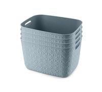 CURVER Softex 4 x 19L Storage Baskets, Lightweight Storage Organisers with Soft-Touch Finish, Ideal for Bathroom, Living Room & Kitchen, Teal