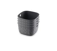 CURVER Softex 4 x 3L Storage Basket Set, Small Plastic Storage Organisers for Bathroom, Kitchen and Home Organisation, Lightweight & Durable, Dark Grey