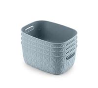 CURVER Softex 4 x 4L Storage Basket Set, Small Resin Storage Organisers for Bathroom, Kitchen and Home Organisation, Lightweight & Durable, Teal