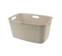 Curver Softex 45L Laundry Basket ? Soft-Touch Texture, Lightweight, 4 Comfort Grips, Made with 70% Recycled Plastic, Chalk White