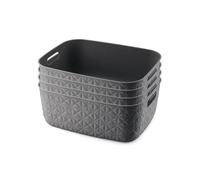 CURVER Softex 4x 12.5L Storage Baskets, 100 percent Recycled Material, Lightweight, For Bathroom, Living Room, Kitchen, Dark Grey