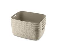 CURVER Softex 4x 12.5L Storage Baskets, 100 percent Recycled Material, Lightweight, For Bathroom, Living Room, Kitchen, Chalk White