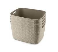 CURVER Softex 4x 19L Storage Baskets, 100 percent Recycled Material, Lightweight, For Bathroom, Living Room, Kitchen, Chalk White