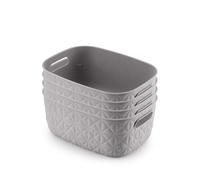 CURVER Softex 4x 4L Storage Baskets, 100 percent Recycled Material, Lightweight, For Bathroom, Living Room, Kitchen, Taupe