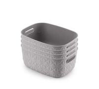 CURVER Softex 4x 4L Storage Baskets, 100 percent Recycled Material, Lightweight, For Bathroom, Living Room, Kitchen, Taupe