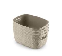 CURVER Softex 4x 4L Storage Baskets, 100 percent Recycled Material, Lightweight, For Bathroom, Living Room, Kitchen, Chalk White