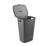 CURVER Softex 56L Laundry Basket - Stylish Design - Lightweight, Stackable and Practical - 70% Recycled - 59 x 43 x 34 cm - Grey
