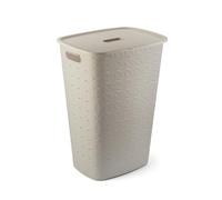 Curver Softex 56L Laundry Hamper, 70 percent Recycled Material, Durable, Lightweight, Chalk White