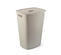 Curver Softex 56L Laundry Hamper, 70 percent Recycled Material, Durable, Lightweight, Chalk White