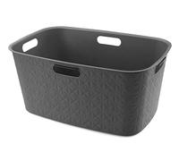 CURVER Softex Laundry Basket 45L - Elegant Design - Lightweight, Stackable and Practical - 70% Recycled - Spacious Size 59 x 39 x 27 cm - Charcoal Grey