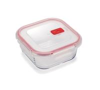 CURVER Square 0.75L Food Storage Glass Containers with Lids - Borosilicate Glass, 4-Clip Lock Airtight Food Containers with Lids, Oven & Freezer Safe