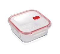 CURVER Square Glass Airtight Food Storage Container - 1.1L Capacity with Clip Lock - Easy Storage & Keeps Food Fresh - Freezer & Oven Safe