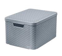 Curver Storage Box Basket Light Grey Size L with Lid & Handles