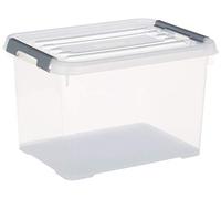 Curver Storage Box Handy Plus with lid 20L in Transparent/Silver, 40 x 29 x 25 cm