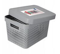 Curver Storage Box Infinity Points With Lid 17L In Light Grey, 36.3X27X22.2 Cm