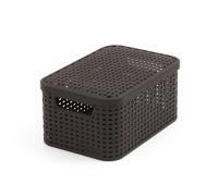Curver Style 205839 Storage Box Rattan Look Size S with Second-Generation Lid Polypropylene