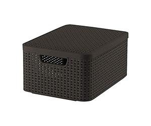 Curver Style 205847 Storage Box Rattan Look Size M with Second-Generation Lid Polypropylene