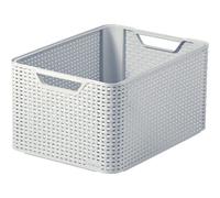 Curver Style Rattan Effect Kitchen, Living room, Bathroom, Bedroom, Utility Large Rectangular Storage Basket 30 Litres - Grey