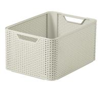 Curver Style Rattan Effect Kitchen, Living room, Bathroom, Bedroom, Utility Large Rectangular Storage Basket 30 Litres - White