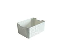 Curver Style Rattan Effect Kitchen, Living room, Bathroom, Bedroom, Utility Small Rectangular Storage Basket 6 Litres - White