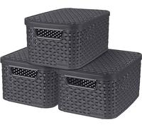 CURVER Style Set of 3 Baskets with Lid, Size S, 7 L, Anthracite