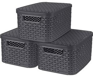 CURVER Style Set of 3 Baskets with Lid, Size S, 7 L, Anthracite